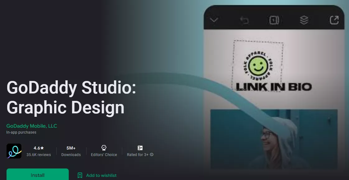 godaddy studio - aplikasi desain grafis android
